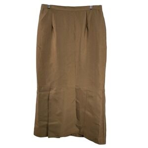 Donna Vinci Skirt Womens 12 Brown Maxi Pleated Hem Back Zip Lined Style‎ 11227